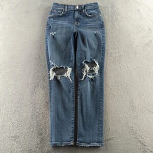 AGOLDE Jeans Womens 25 Blue Distressed Mid Rise Straight‎ Leg Stretch Denim